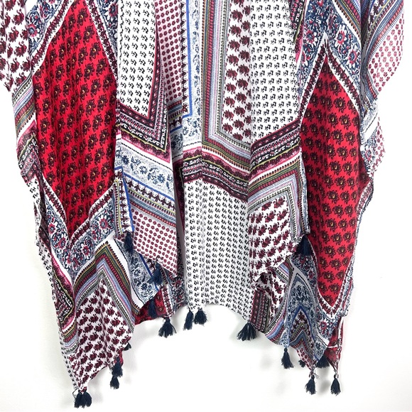 Pinky Boho Open Front Patchwork Tassel Festival Kimono - Picture 7 of 16